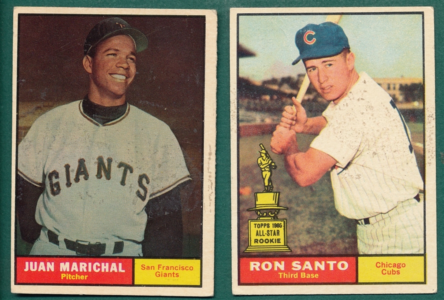 1961 Topps #35 Santo & #417 Marichal, Lot of (2) Rookies