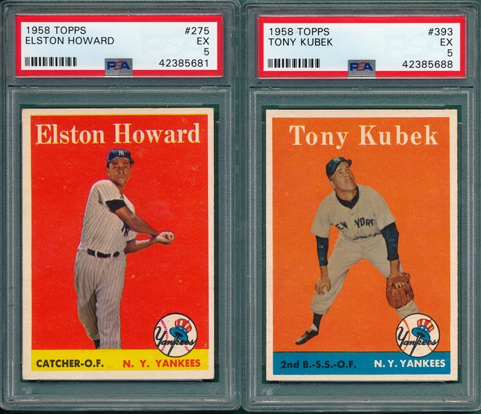 1958 Topps #275 Howard & #393 Kubek, Lot of (2) PSA 5