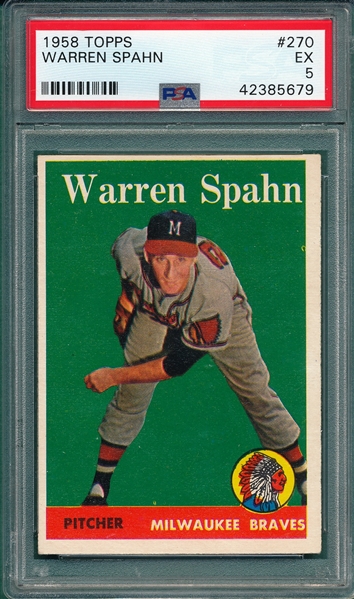 1958 Topps #270 Warren Spahn PSA 5