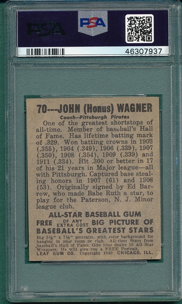 1948 Leaf #70 Honus Wagner PSA 4