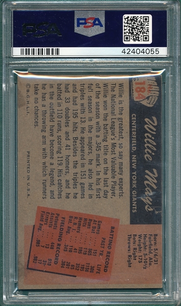 1955 Bowman #184 Willie Mays PSA 1.5 (MC)