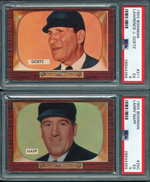 1955 Bowman Lot of (5) Umpires W/ #311 Goetz PSA 5 *Hi #*