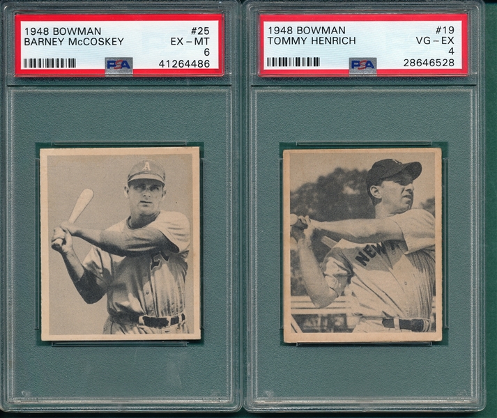 1948 Bowman #19 Henrich & #25 McCoskey Lot of (2) PSA