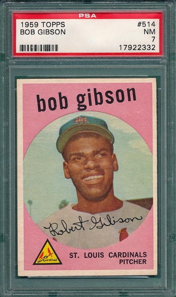 1959 Topps #514 Bob Gibson PSA 7 *Hi #* *Rookie*