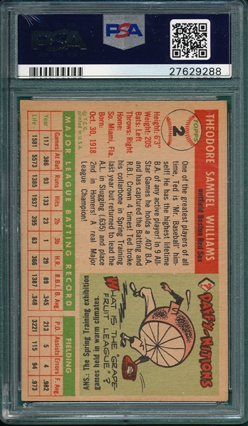 1955 Topps #2 Ted Williams PSA 5