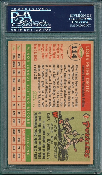 1955 Topps #114 Lou Ortiz PSA 7.5