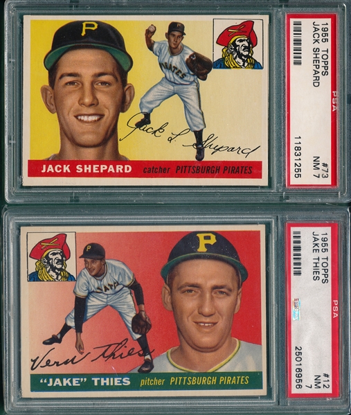 1955 Topps #12 Thies & #73 Shepard, Lot of (2), PSA 7