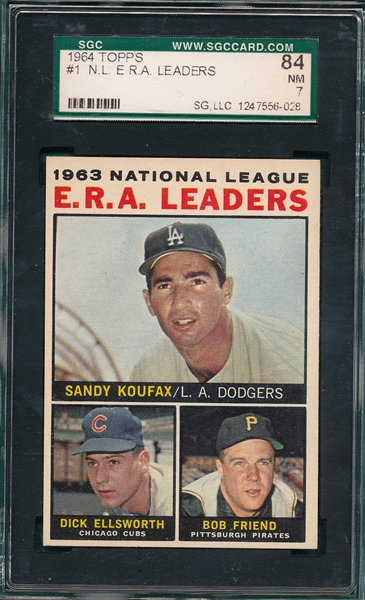 1964 Topps #1 NL ERA Leaders W/ Koufax SGC 84