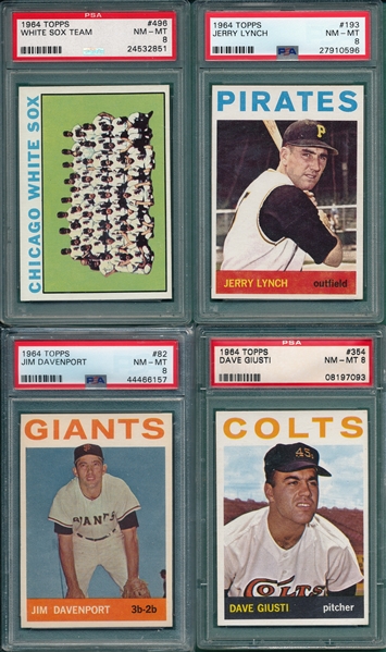 1964 Topps Lot of (4) W/ #496 White Sox PSA 8