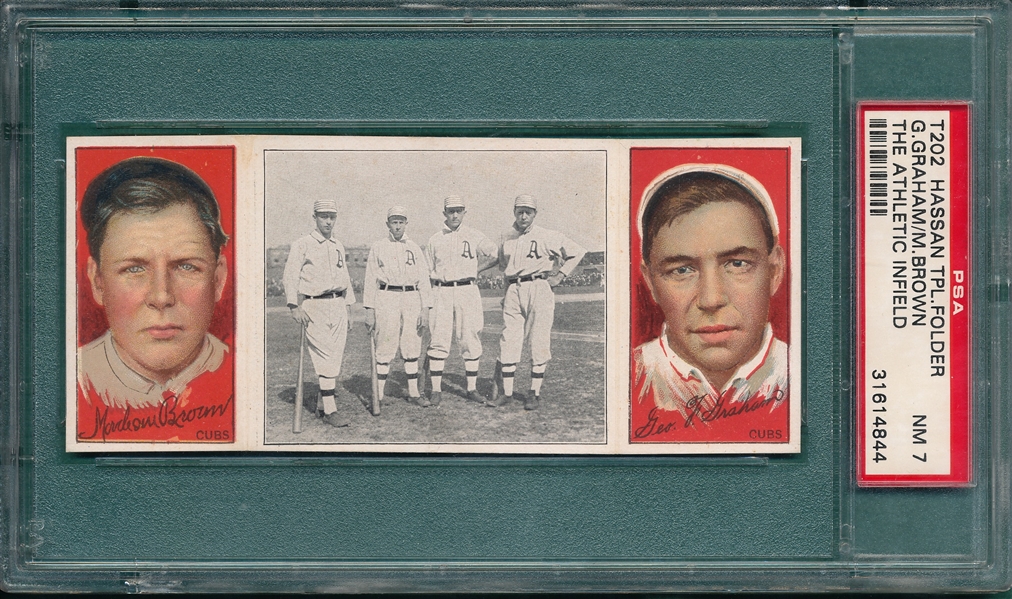 1912 T202 The Athletic Infield, Brown/Graham Hassan Cigarettes PSA 7