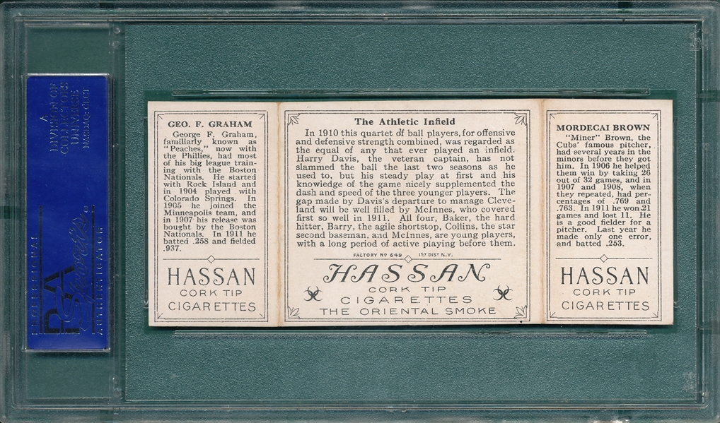 1912 T202 The Athletic Infield, Brown/Graham Hassan Cigarettes PSA 7