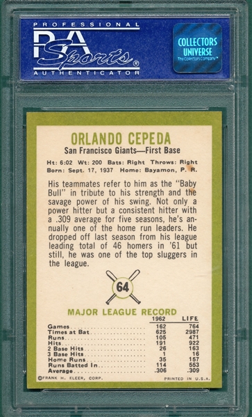1963 Fleer #64 Orlando Cepeda PSA 9 *MINT*