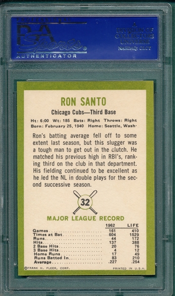 1963 Fleer #32 Ron Santo PSA 9 *MINT*