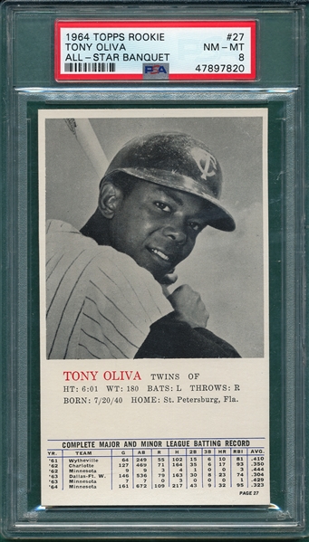 1964 Topps Rookie All-Star Banquet #27 Tony Oliva PSA 8
