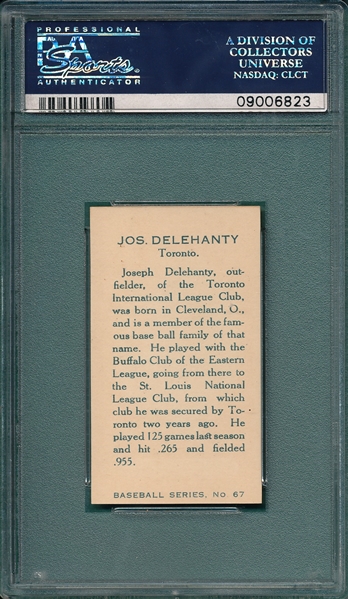 1912 C-46 Joe Delehanty Imperial Tobacco PSA 8 *Highest Graded*