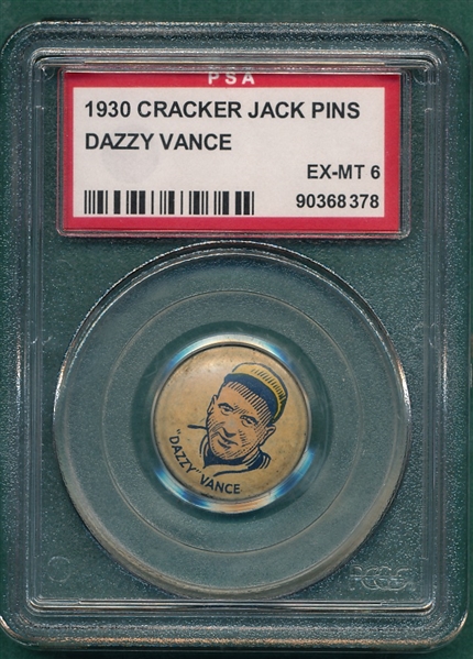 1930 Cracker Jack Pins Dazzy Vance PSA 6