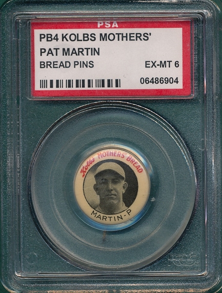 1922 PB4 Pat Martin Kolbs Mothers Bread Pins PSA 6