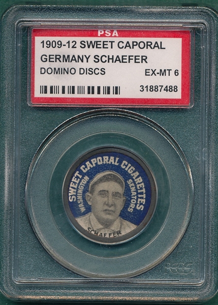 1909 PX7 Germany Schaefer, Domino Discs, Sweet Caporal Cigarettes PSA 6