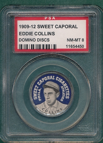 1909 PX7 Eddie Collins, Domino Discs, Sweet Caporal Cigarettes PSA 8
