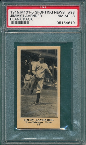 1915 M101-5 #98 Jimmy Lavender Sporting News PSA 8 *Blank Back* *None Higher*