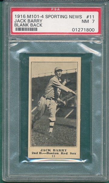 1916 M101-4 #11 Jack Barry Sporting News PSA 7 *Blank Back* *None Higher*