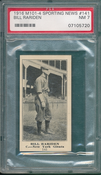 1916 M101-4 #141 Bill Rariden Sporting News PSA 7 *Only One Higher*