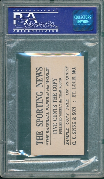 1916 M101-4 #166 Fred Snodgrass Sporting News PSA 7 *None Higher*