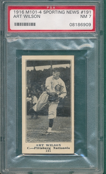 1916 M101-4 #191 Art Wilson Sporting News PSA 7  *Highest Graded*