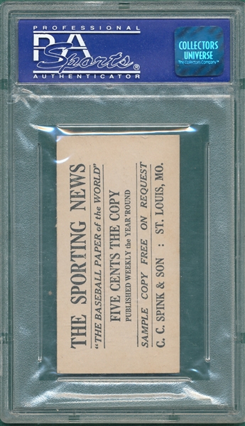 1916 M101-4 #191 Art Wilson Sporting News PSA 7  *Highest Graded*