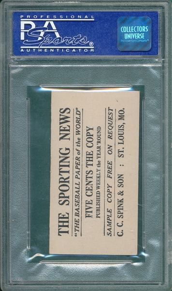 1916 M101-4 #53 Oscar Dugey Sporting News PSA 8 *Highest Graded*