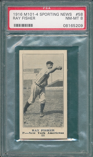 1916 M101-4 #58 Ray Fisher Sporting News PSA 8 *None Higher*