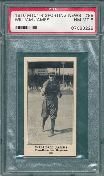 1916 M101-4 #88 William James Sporting News PSA 8 *Highest Graded*