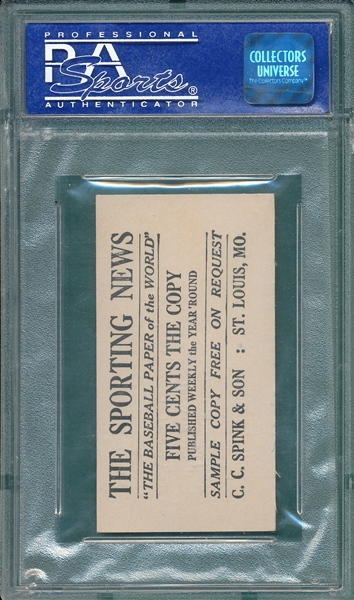 1916 M101-4 #88 William James Sporting News PSA 8 *Highest Graded*