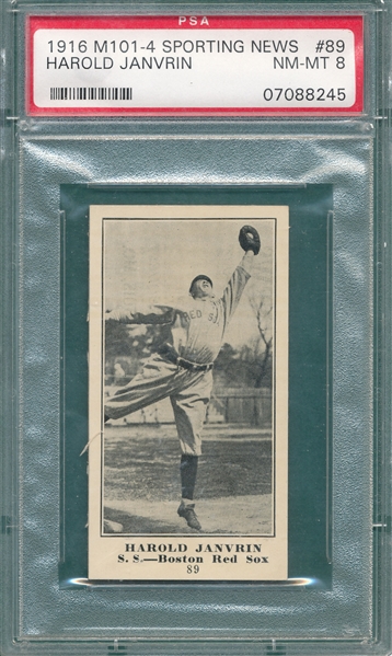 1916 M101-4 #89 Harold Janvrin Sporting News PSA 8 *None Higher*
