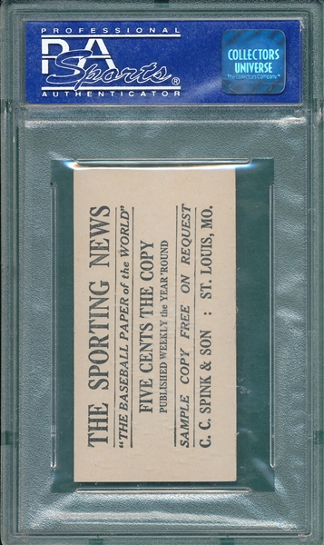 1916 M101-4 #111 Leslie Mann Sporting News PSA 8 *Highest Graded*