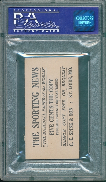 1916 M101-4 #198 Rollie Zeider Sporting News PSA 8 *Highest Graded*