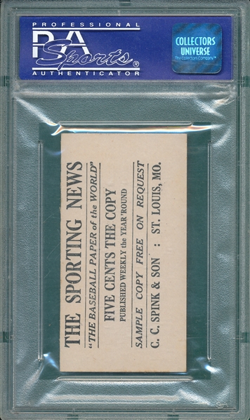 1916 M101-4 #132 J. A. Niehoff Sporting News PSA 8 *Highest Graded*