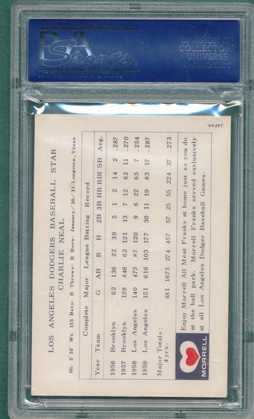 1960 Morrell Meats Charlie Neal PSA 7