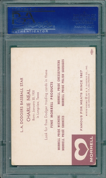 1959 Morrell Meats Charlie Neal PSA 4