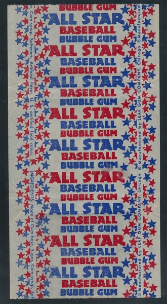 1948 Leaf All Star Baseball Bubble Gum Wrapper