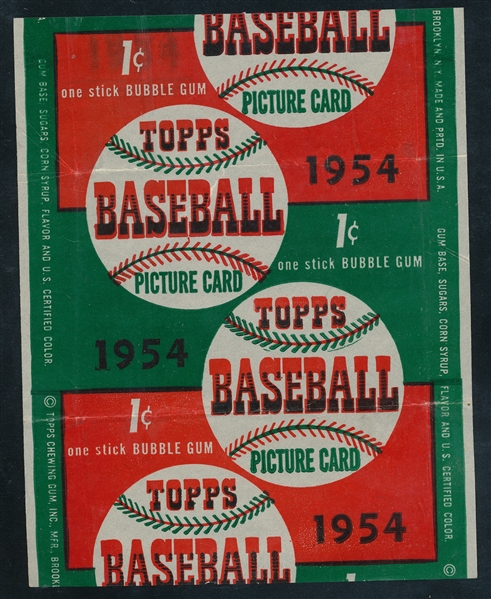 1954 Topps Baseball 1 Cent Wrapper