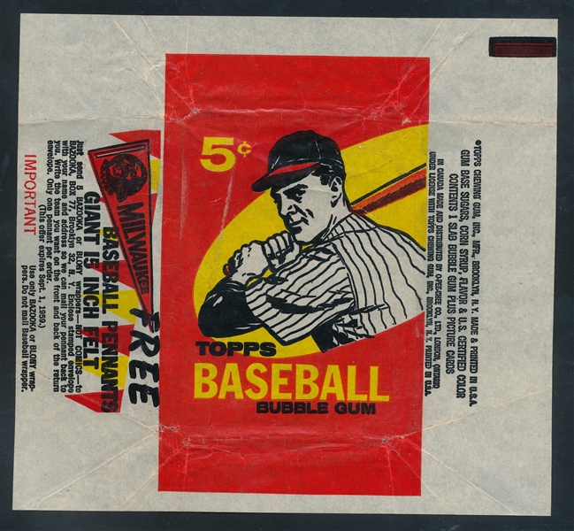 1959 Topps Baseball 5 Cent Wrapper
