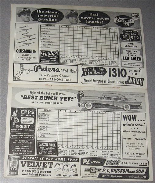 1956 Detroit Tigers Score Card Signed by Speaker & Greenberg PSA/DNA Authentic