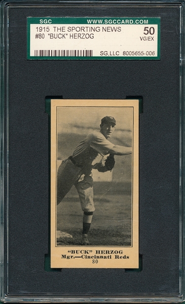 1915 M101-5 #80 Buck Herzog The Sporting News SGC 50 *Blank Back*