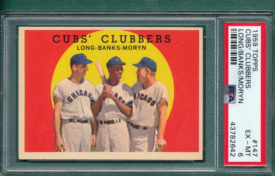 1959 Topps #147 Cubs Clubbers W/ Banks PSA 6