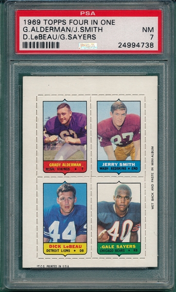 1969 Topps FB 4 In 1 W/ Sayers PSA 7
