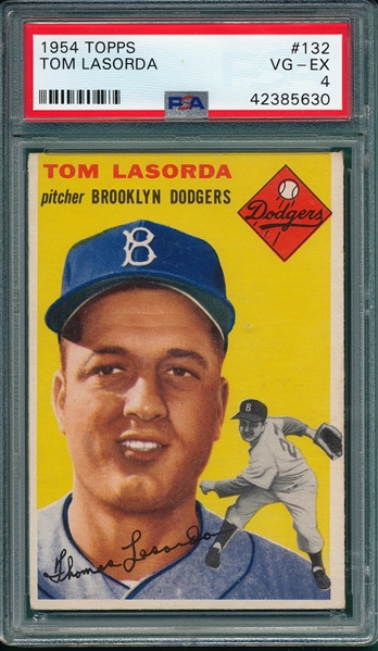 1954 Topps #132 Tom Lasorda PSA 4 *Rookie*