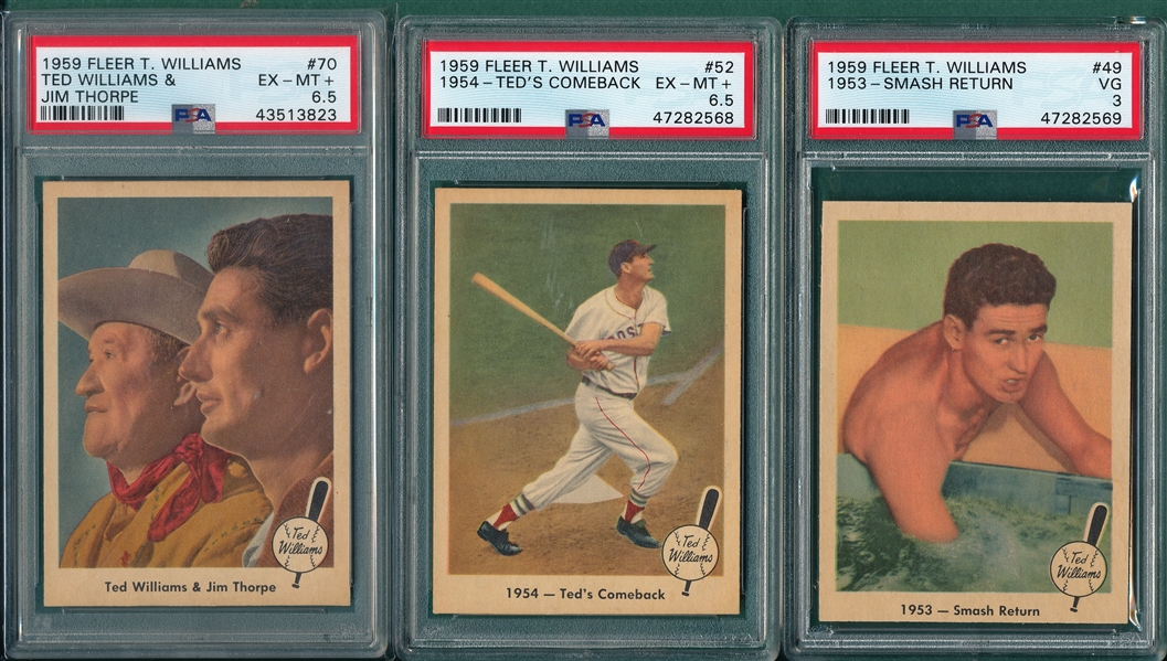 1959 Fleer Ted Williams Lot of (6) W/ #77 Ted Relaxes PSA 7.5