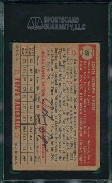 1952 Topps #22 Dom DiMaggio, Signed, SGC Certified 