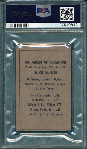 1952 Berk Ross Duke Snider PSA 6
